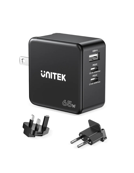 Unitek Ładowarka Gan, Pd 65W 2X Usb-C, Usb-A