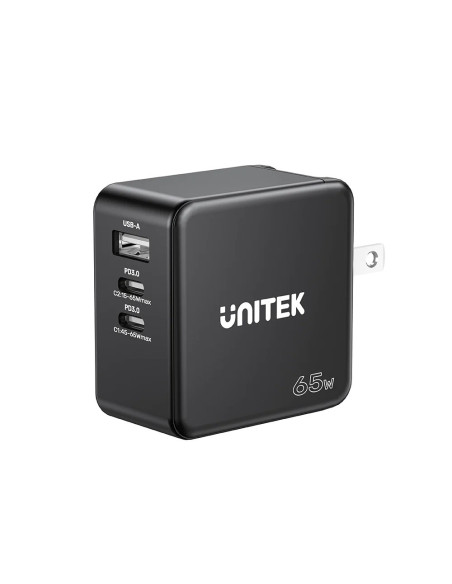 Unitek Ładowarka Gan, Pd 65W 2X Usb-C, Usb-A