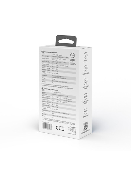 Savio Ładowarka Sieciowa Gan 65W Biała La-07