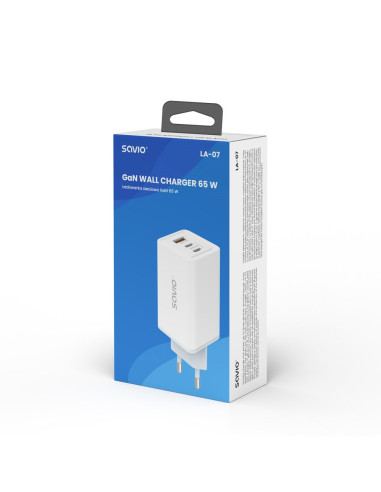 Savio Ładowarka Sieciowa Gan 65W Biała La-07