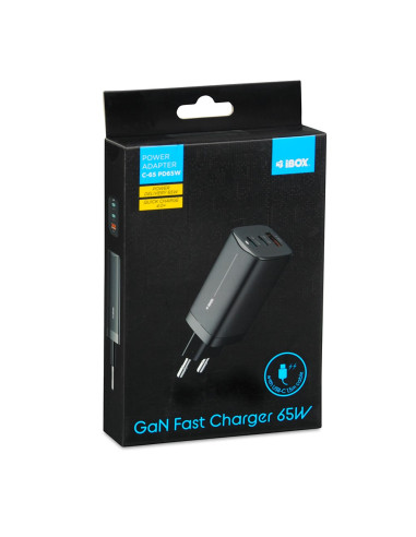 Ładowarka Sieciowa I-Box C-65 Gan Pd65W Kabel, Czarna