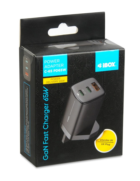 Ładowarka Sieciowa I-Box C-65 Gan Pd65W Kabel, Czarna