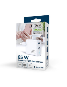 Gembird 2-Portowa Szybka Ładowarka Sieciowa Gan (Pd) Usb (A+C), 65W, Biała 2