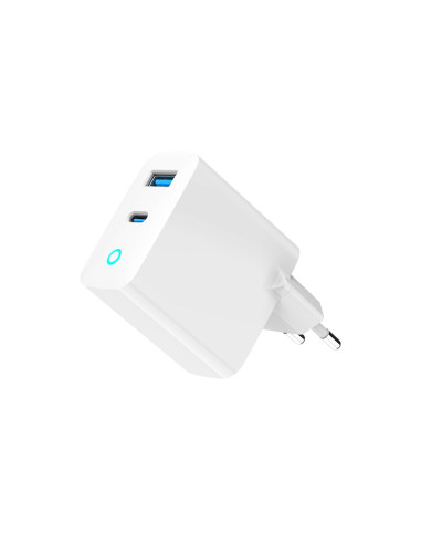 Gembird 2-Portowa Szybka Ładowarka Sieciowa Gan (Pd) Usb (A+C), 65W, Biała