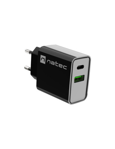 Natec Ładowarka Sieciowa Ribera Usb-A + Usb-C 20W Power Delivery Czarna Nuc-2062