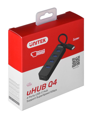 Unitek Hub Usb-C 4Xusb-A 3.1, Aktywny, 10 W, H1117B