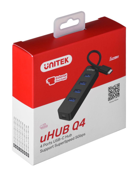 Unitek Hub Usb-C 4Xusb-A 3.1, Aktywny, 10 W, H1117B