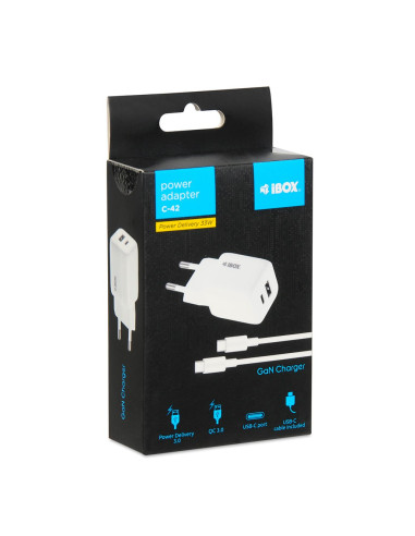 Ibox Ładowarka Uniwersalna C-42 Gan Pd33W Usb A+C White