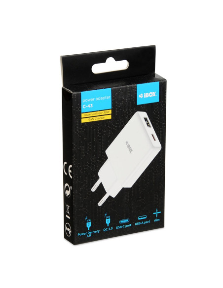 Ibox Ładowarka Uniwersalna C-43 Gan Pd30W Slim Usb A+C White