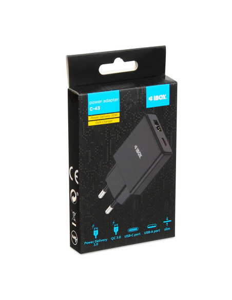 Ibox Ładowarka Uniwersalna C-43 Gan Pd30W Slim Usb A+C Black