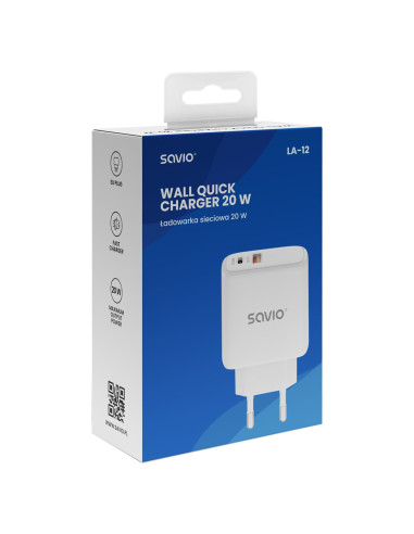 Savio Ładowarka Sieciowa 20W Quick Charge Power Delivery 3.0 La-12