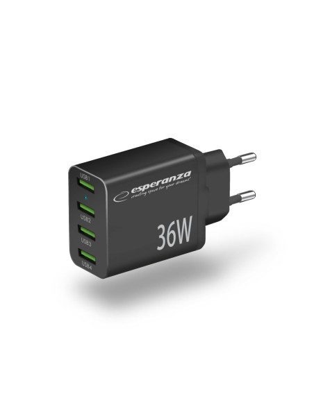 Esperanza Ładowarka Sieciowa 36W 4X Usb-A Qc 3.0 18W Ezc107K