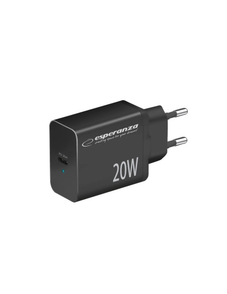 Esperanza Ładowarka Sieciowa 20W Usb-C Pd Czarna Ezc104K