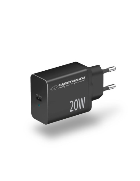 Esperanza Ładowarka Sieciowa 20W Usb-C Pd Czarna Ezc104K