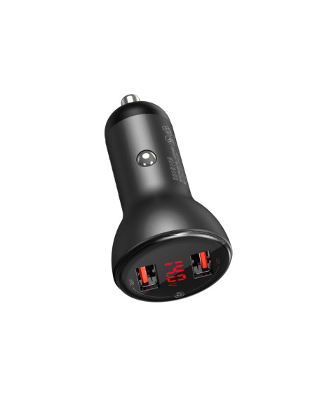 Baseus Ładowarka Samochodowa Ccbx-0G Z Wyświetlaczem 2X Usb, 4,8A, 24W (Szara)