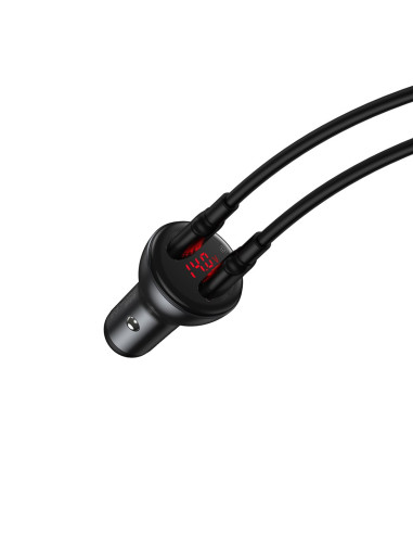 Baseus Ładowarka Samochodowa Ccbx-0G Z Wyświetlaczem 2X Usb, 4,8A, 24W (Szara)