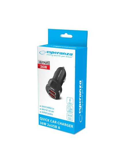 Esperanza Ładowarka Samochodowa 36W 2X Usb-A 18W Ezc110K