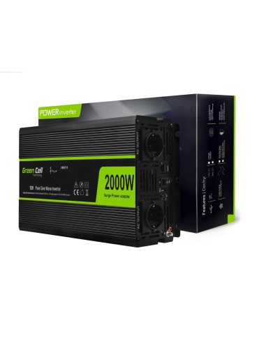 Green Cell Przetwornica Inv11 12V-230V 2000W/4000W Czysta Sinusoida