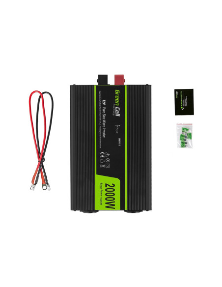 Green Cell Przetwornica Inv11 12V-230V 2000W/4000W Czysta Sinusoida