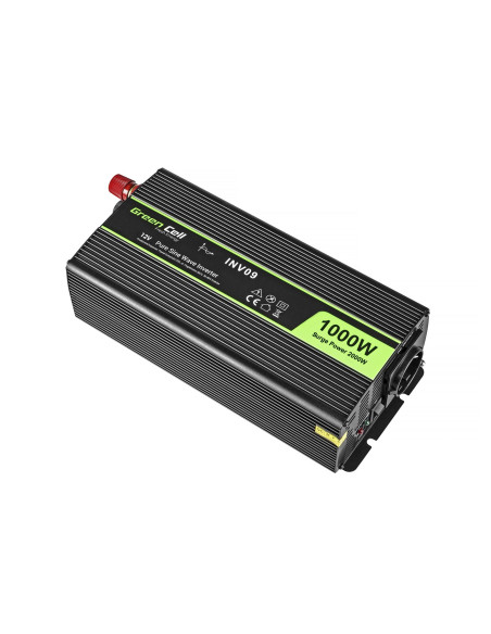 Green Cell Przetwornica Inv09 12V-230V 1000W/2000W Czysta Sinusoida