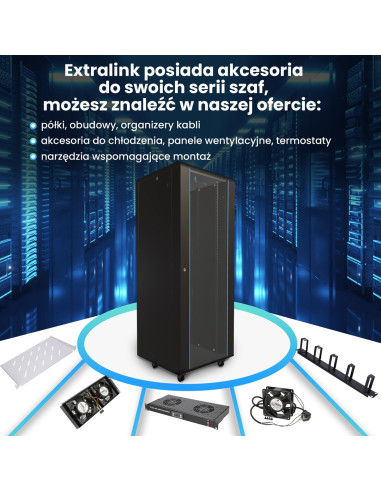 Extralink Szafa Rack 37U 600X600 Czarna Stojąca
