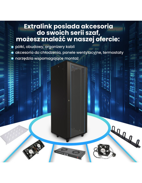 Extralink Szafa Rack 37U 600X600 Czarna Stojąca