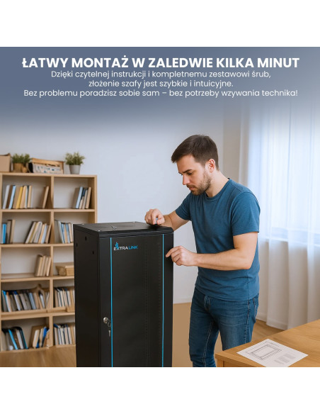 Extralink Szafa Rack 18U 600X600 Czarna Montowana Na Ścianie