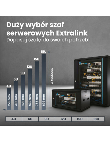 Extralink Szafa Rack 18U 600X600 Czarna Montowana Na Ścianie