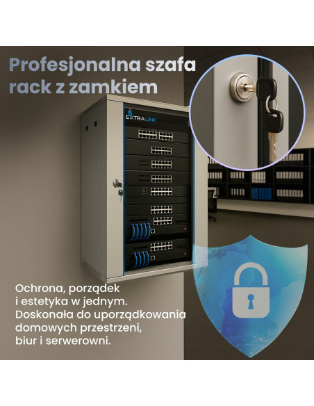 Extralink Szafa Rack 15U 600X600 Szara Montowana Na Ścianie