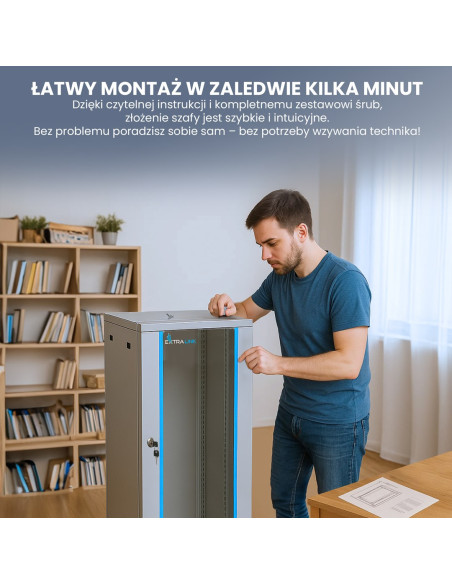 Extralink Szafa Rack 15U 600X600 Szara Montowana Na Ścianie