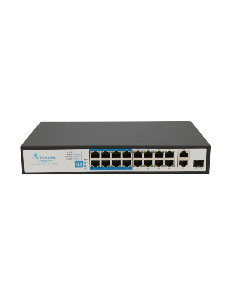 Extralink Switch Poe Virtus V3 16X 100Mb/S Poe/Poe+, 2X Gigabit Rj45 + 1X Sfp, 150W
