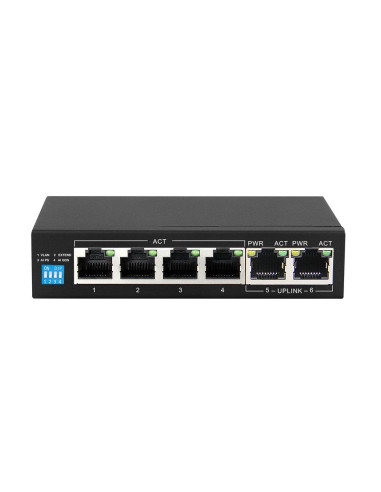 Extralink Switch Poe Krios 4X Gigabit Poe/Poe+, 2X Rj45 Uplink Gigabit, 60W
