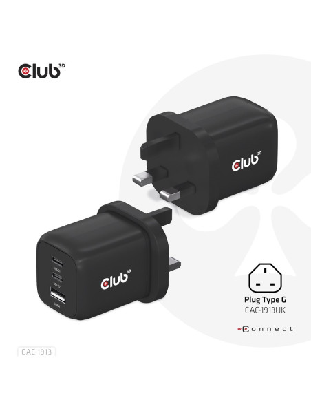 Club3D Cac-1913 Ładowarka Do Urządzeń Przenośnych Telefon Komórkowy, Laptop, Smartfon, Uniwersalne Czarny Prąd Przemienny Szybki