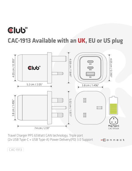 Club3D Cac-1913 Ładowarka Do Urządzeń Przenośnych Telefon Komórkowy, Laptop, Smartfon, Uniwersalne Czarny Prąd Przemienny Szybki