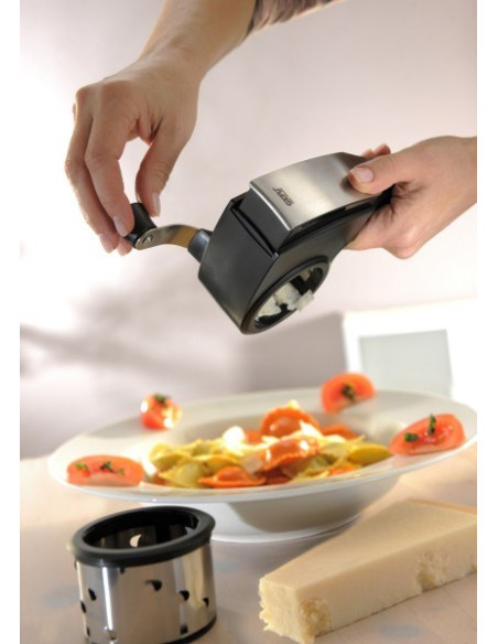 Gefu 19060 Ręczna Tarka / Spiralizer Tarka Obrotowa Czarny, Stal Nierdzewna