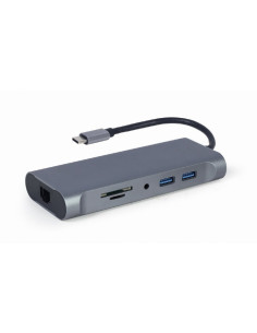 Gembird Multi Adapter Usb Type-C 7 W 1 (Hub3.0 + Hdmi + Vga + Pd + Czytnik Kart + Dźwięk Stereo), Szary 2