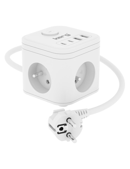 Kerg Smart – Kostka Zasilająca 3-Gniazdowa + Ładowarka Usb-A+Usb-C 1,5M 3×1,5Mm2 H05Vv-F 16A/250V~