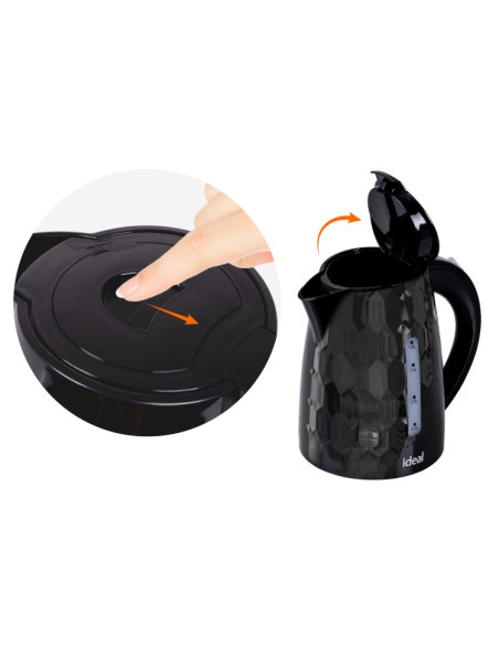 Ideal Czajnik 1,8 L,Moc 1500 W,Czarny Połysk Ik112