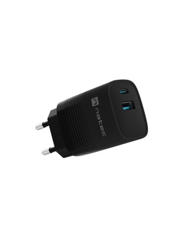 Natec Ładowarka Ribera Gan 1X Usb-A + 1X Usb-C 30W Czarna Nuc-2141