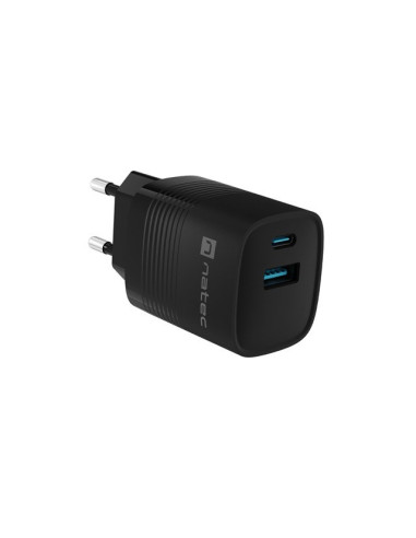 Natec Ładowarka Ribera Gan 1X Usb-A + 1X Usb-C 30W Czarna Nuc-2141