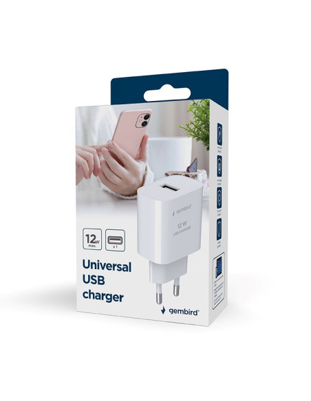 Gembird Uniwersalna Ładowarka Sieciowa Usb-A, Biała
