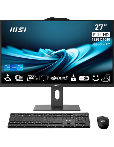 Msi Aio Pro Ap272P 14M-496Eu I5-14400 27" Ips Led Fhd Non-Touch Anti-Glare 16Gb Ssd512Gb M.2 Ax211 Wifi 6E Windows 11 Pro Black