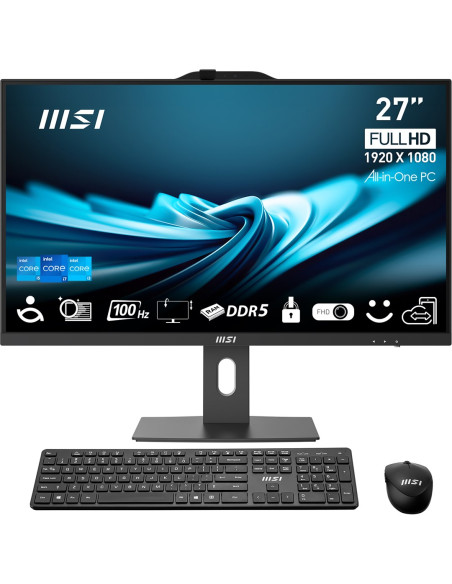Msi Aio Pro Ap272P 14M-496Eu I5-14400 27" Ips Led Fhd Non-Touch Anti-Glare 16Gb Ssd512Gb M.2 Ax211 Wifi 6E Windows 11 Pro Black