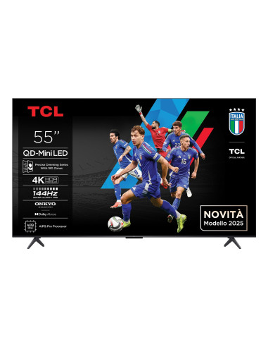Telewizor Tcl 55Q6C Qd-Mini Led 55'' 4K Ultra Hd Google Tv Dolby Atmos Dvb-T2 Metaliczny