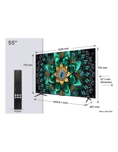 Telewizor Tcl 55Q6C Qd-Mini Led 55'' 4K Ultra Hd Google Tv Dolby Atmos Dvb-T2 Metaliczny