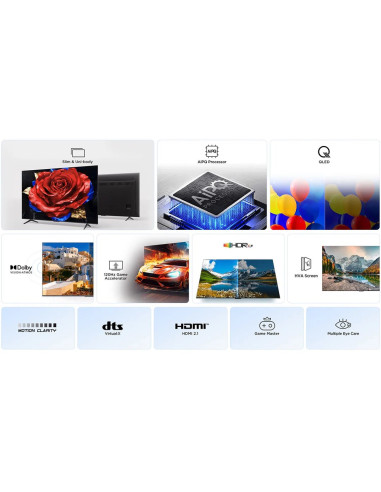 Telewizor Tcl 43T69C Qled 43" 4K Ultra Hd Google Tv Dolby Atmos Dvb-T2 Metaliczny