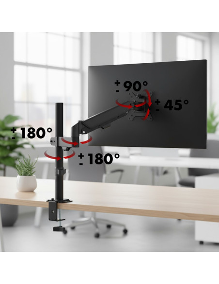 Maclean Uchwyt Na Monitor, Sprężyna Gazowa, 17"-32", 2-10Kg, Czarny Mc-135