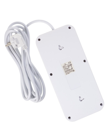 Maclean Listwa Zasilająca, Przedłużacz 6 Gniazd + 4Xusb, 110-240V Ac 50/60Hz, 2.1A Max 2500W, 3M, Biała Mce391 W