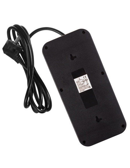 Maclean Listwa Zasilająca, Przedłużacz 6 Gniazd + 4Xusb, 110-240V Ac 50/60Hz, 2.1A Max 2500W, 1,5 M, Czarna Mce389 B