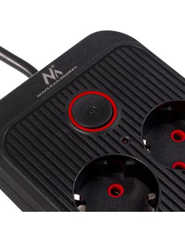 Maclean Listwa Zasilająca, Przedłużacz 6 Gniazd + 4Xusb, 110-240V Ac 50/60Hz, 2.1A Max 2500W, 1,5 M, Czarna Mce389 B